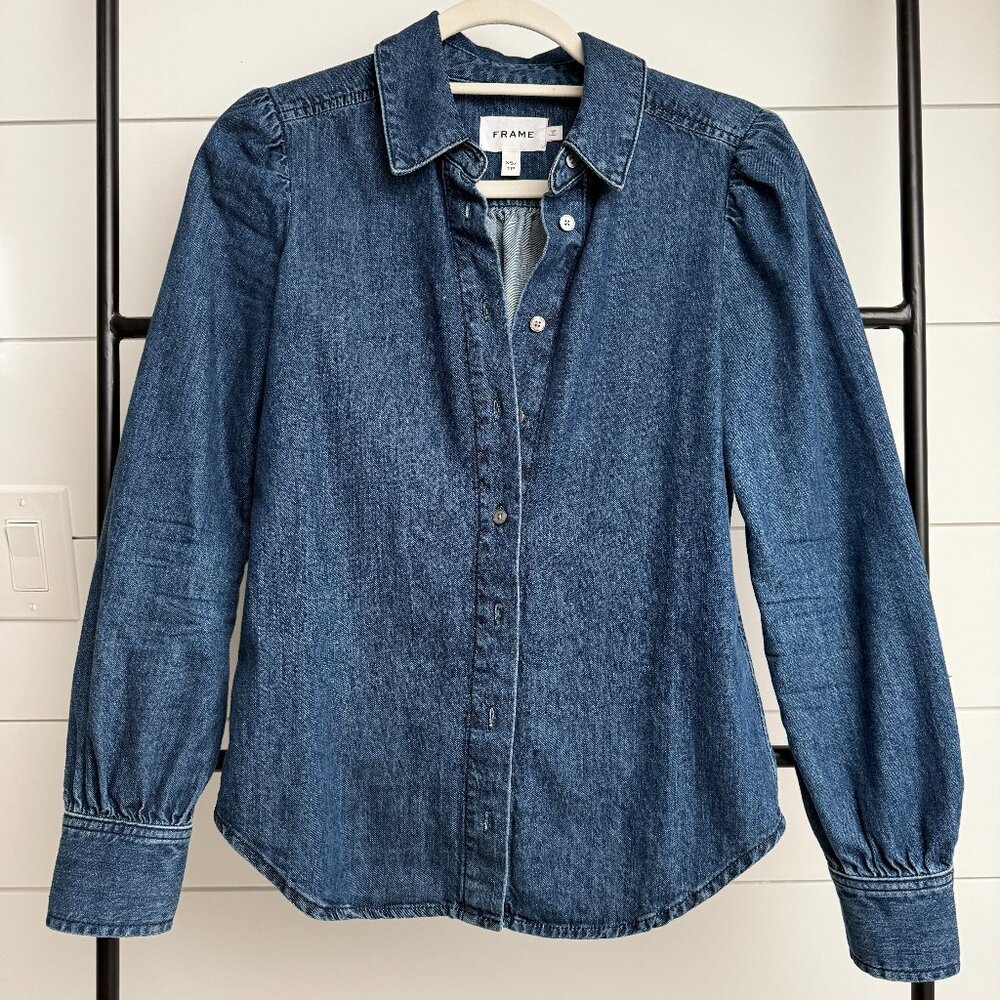 FRAME- XS Denim Puff Long Sleeve Shirt- Like New